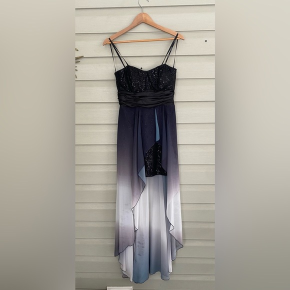 SPEECHLESS black white ombré high low dress prom formal hoco sz 7 juniors EUC - Picture 3 of 16